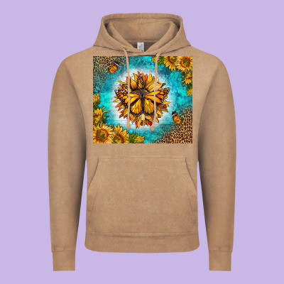 Monarch Butterfly Sunflower Vintage Hoodie Designed By Lillyallendesigns