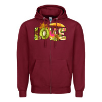 Burgundy love kiwi Zipper Hoodie - RanaPortraitStore