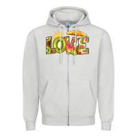 Dove Grey love kiwi Zipper Hoodie - RanaPortraitStore