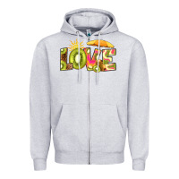 Heather Grey love kiwi Zipper Hoodie - RanaPortraitStore