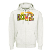 Oatmeal Heather love kiwi Zipper Hoodie - RanaPortraitStore