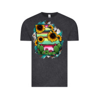 Vintage Black Georgia Map Sunflower Cactus Serape Vintage Tee - RanaPortraitStore
