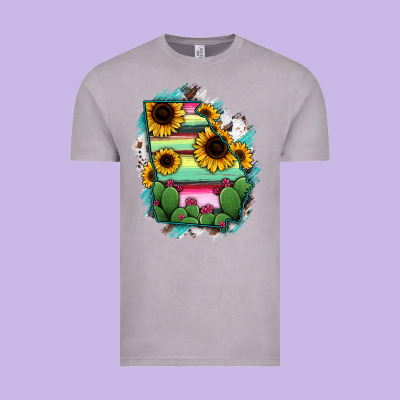 Georgia Map Sunflower Cactus Serape Vintage Tee Designed By Ranaportraitstore