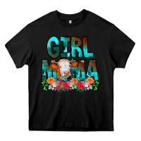 Black Girl Mama Flowers Cow Heavy Core Tee - CowCowDesign