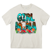 Cream Girl Mama Flowers Cow Heavy Core Tee - CowCowDesign