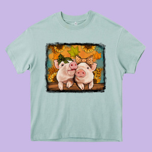 Fall Pigs Heavy Core Tee Designed By Jasminsmagicworld