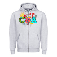 Heather Grey cna summer Zipper Hoodie - RanaPortraitStore