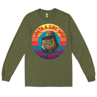 Army Green Retro Sunset Just A Girl Who Loves Bigfoot Long Sleeve Tee - artisFamous