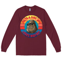 Burgundy Retro Sunset Just A Girl Who Loves Bigfoot Long Sleeve Tee - artisFamous