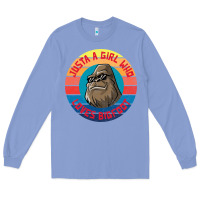 Retro Sunset Just A Girl Who Loves Bigfoot Long Sleeve Tee | Teevron