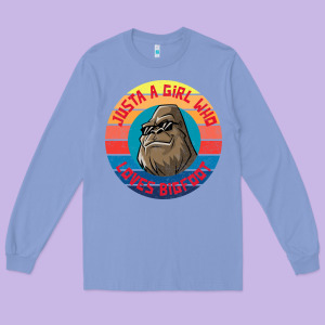 Retro Sunset Just A Girl Who Loves Bigfoot Long Sleeve Tee Designed By Artisfamous