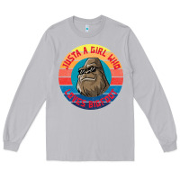 Moon Dust Retro Sunset Just A Girl Who Loves Bigfoot Long Sleeve Tee - artisFamous