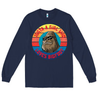 Navy Retro Sunset Just A Girl Who Loves Bigfoot Long Sleeve Tee - artisFamous