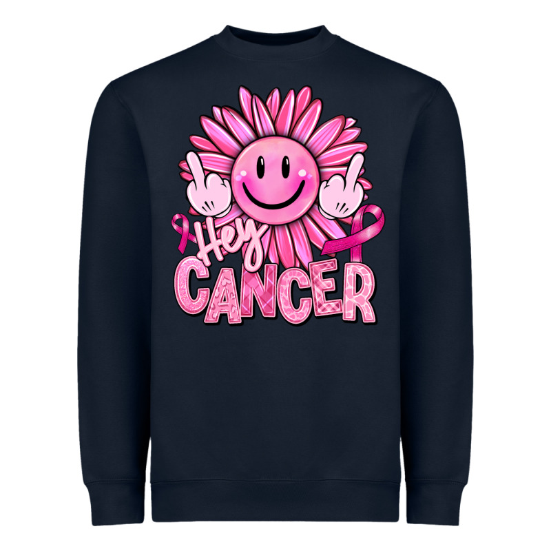 Hey Cancer Smiley Face Breast Cancer Heavyweight Sweatshirt by RanaPortraitStore | Teevron