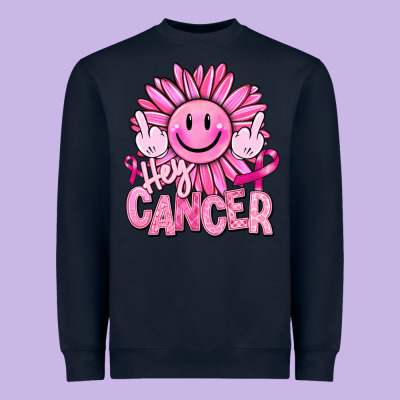 Hey Cancer Smiley Face Breast Cancer Heavyweight Sweatshirt Designed By Ranaportraitstore