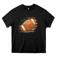 Black American Flag Football Leopard Heavy Core Tee - CowCowDesign