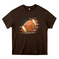 Chocolate Brown American Flag Football Leopard Heavy Core Tee - CowCowDesign