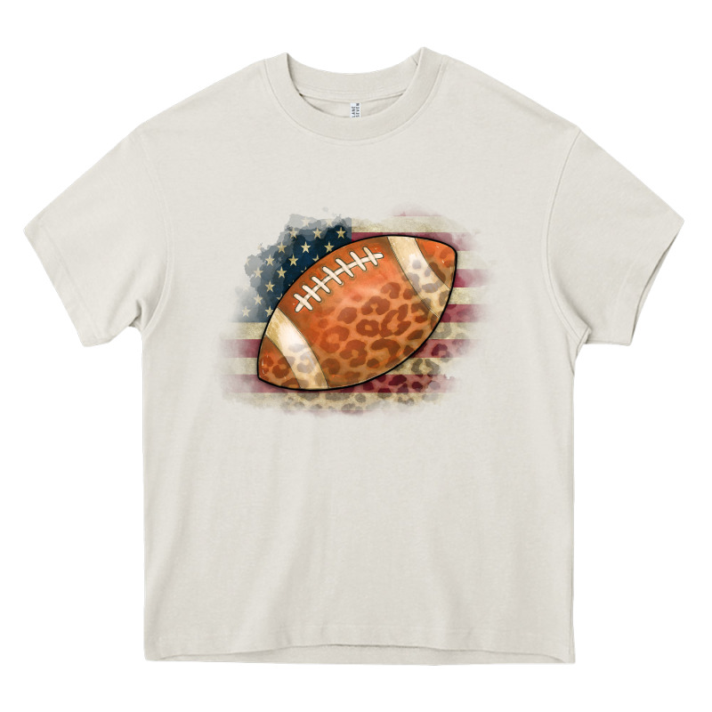 American Flag Football Leopard Heavy Core Tee by CowCowDesign | Teevron