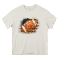 Cream American Flag Football Leopard Heavy Core Tee - CowCowDesign