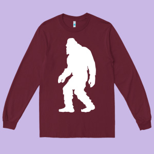 Bigfoot Walking Silhouette Long Sleeve Tee Designed By Artisfamous