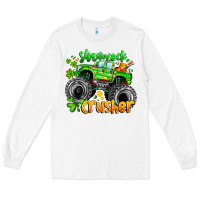 White Shamrock Crusher Long Sleeve Tee - CowhideDigitalArt
