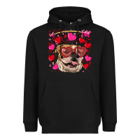Black valentine's day  brown english bulldog Heavyweight Hoodie - RanaPortraitStore
