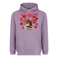 Valentine's Day  Brown English Bulldog Heavyweight Hoodie | Teevron