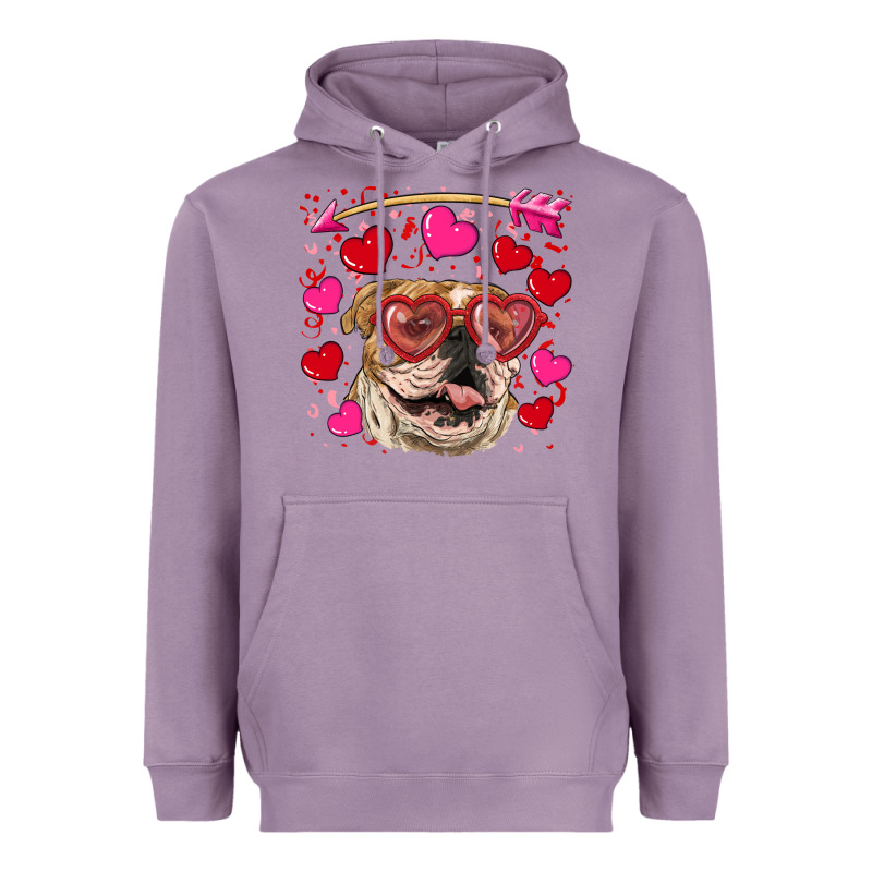 Valentine's Day  Brown English Bulldog Heavyweight Hoodie by RanaPortraitStore | Teevron