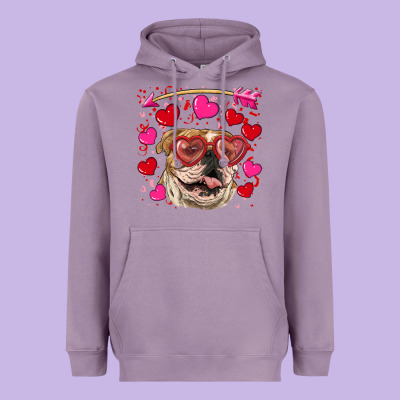 Valentine's Day  Brown English Bulldog Heavyweight Hoodie Designed By Ranaportraitstore