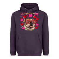 Plum valentine's day  brown english bulldog Heavyweight Hoodie - RanaPortraitStore