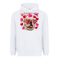 White valentine's day  brown english bulldog Heavyweight Hoodie - RanaPortraitStore