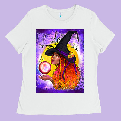 Witch With Crystal Ball Air Freshener Ladies Tee Designed By Bundleandbundleshop