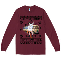 Burgundy merry christmas shitters full Long Sleeve Tee - artisFamous