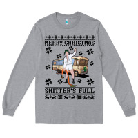 Heather Grey merry christmas shitters full Long Sleeve Tee - artisFamous