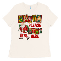 Bone Santa Please Stop Here Ladies Tee - FaDigitalArtStudio