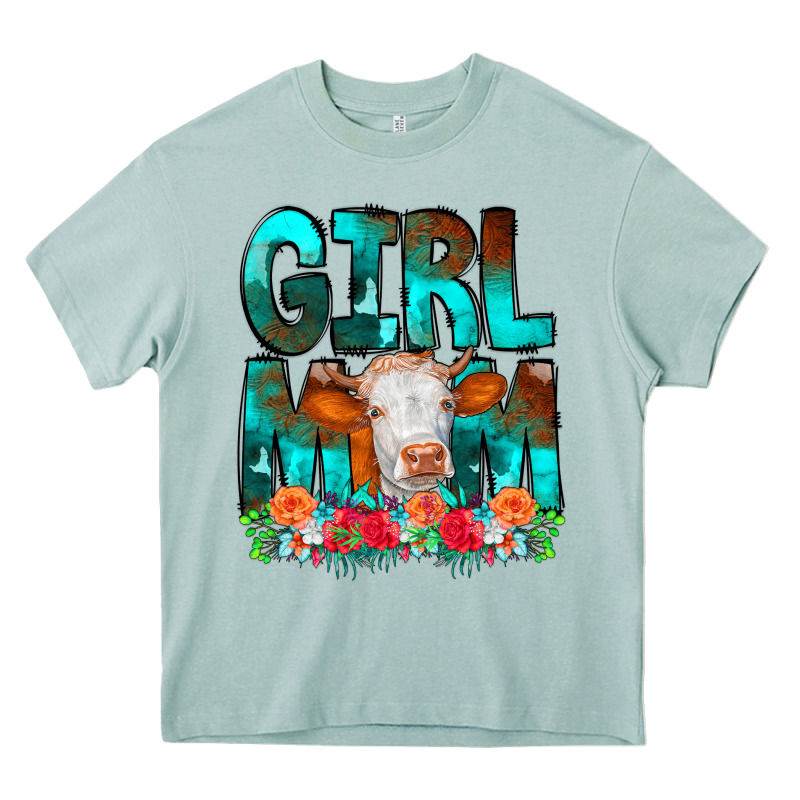 Girl Mom Cow Flowers Heavy Core Tee by CowCowDesign | Teevron