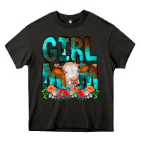 Asphalt Girl Mom Cow Flowers Heavy Core Tee - CowCowDesign