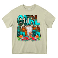 Mossy Girl Mom Cow Flowers Heavy Core Tee - CowCowDesign