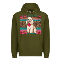 Army Green standart poodle floral Premium Hoodie - Artiststas