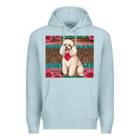 Blue Mist standart poodle floral Premium Hoodie - Artiststas