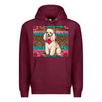 Burgundy standart poodle floral Premium Hoodie - Artiststas