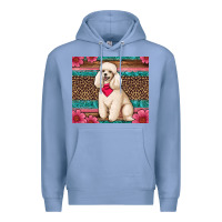 Colony Blue standart poodle floral Premium Hoodie - Artiststas