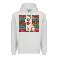 Dove Grey standart poodle floral Premium Hoodie - Artiststas