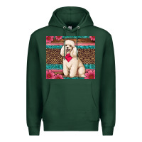 Sports Green standart poodle floral Premium Hoodie - Artiststas