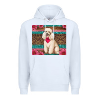 White standart poodle floral Premium Hoodie - Artiststas