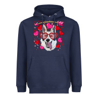 Navy valentine's day  white shepherd Heavyweight Hoodie - RanaPortraitStore