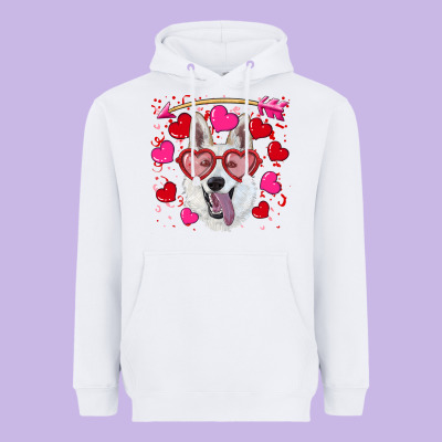Valentine's Day  White Shepherd Heavyweight Hoodie Designed By Ranaportraitstore
