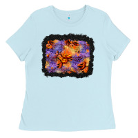 Baby Blue halloween pumpkin and leopard background Ladies Tee - BundleAndBundleShop