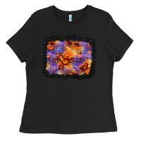 Black halloween pumpkin and leopard background Ladies Tee - BundleAndBundleShop