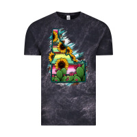 Cloud Black Idaho Map Sunflower Cactus Serape Vintage Tee - RanaPortraitStore